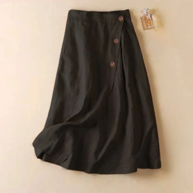 Linen A-Line Midi Skirt for Everyday Wear