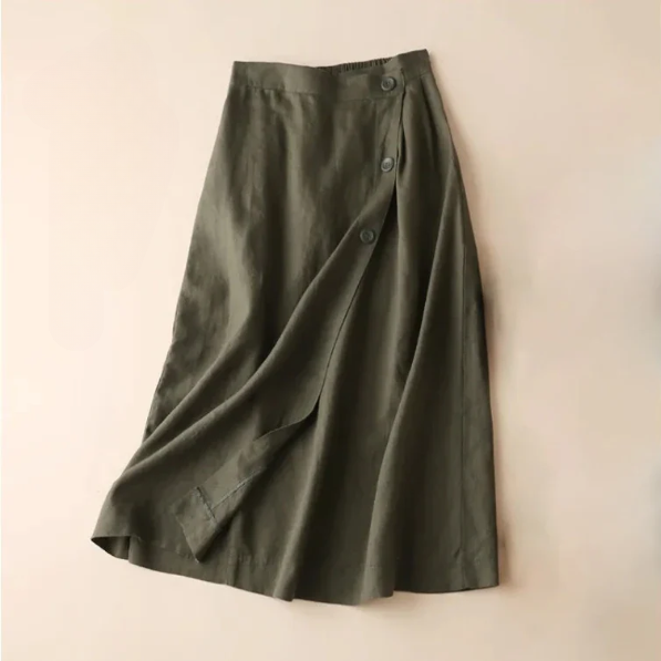 Linen A-Line Midi Skirt for Everyday Wear