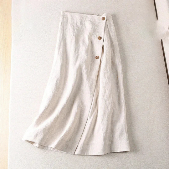 Linen A-Line Midi Skirt for Everyday Wear