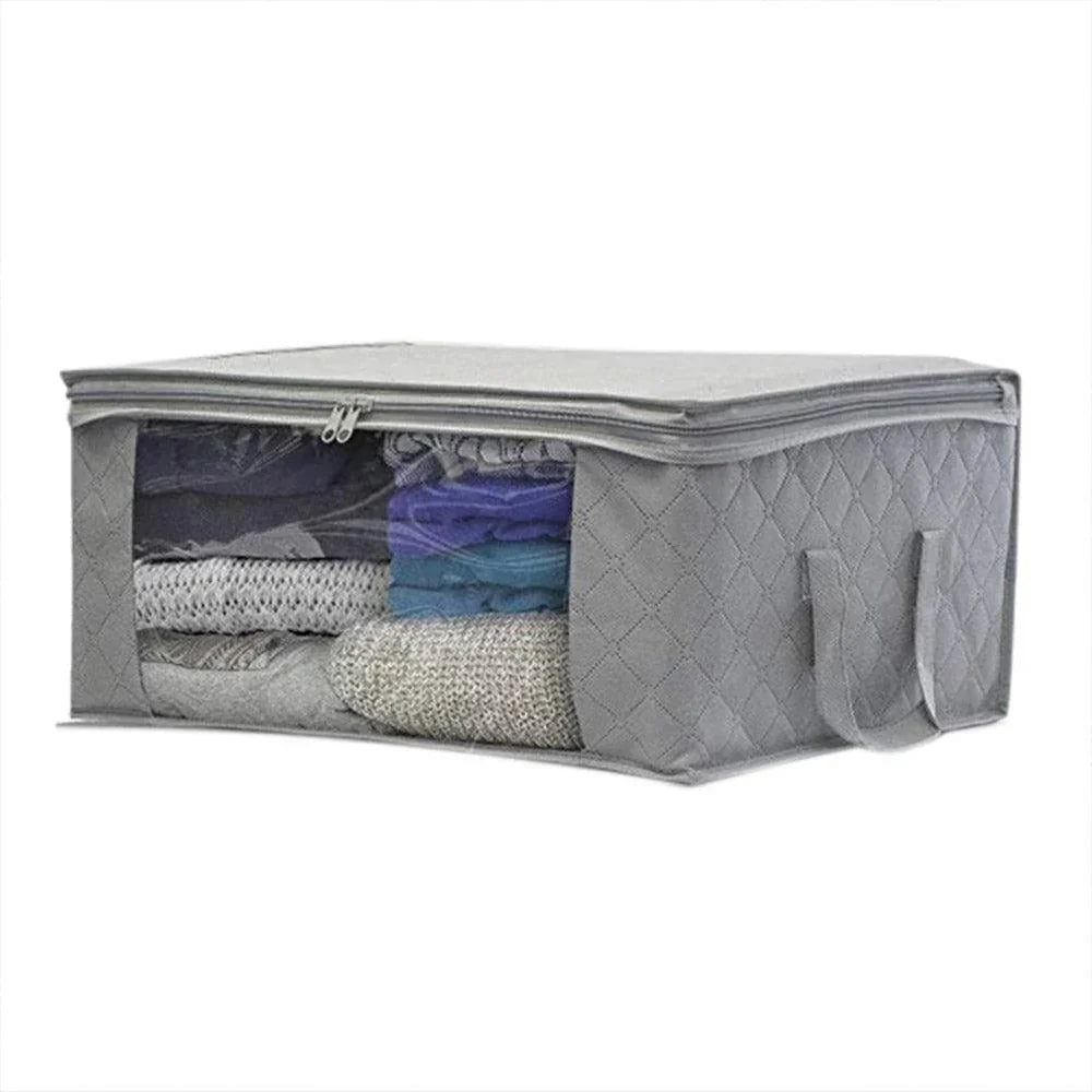 Grey non woven storage bag with clear window
