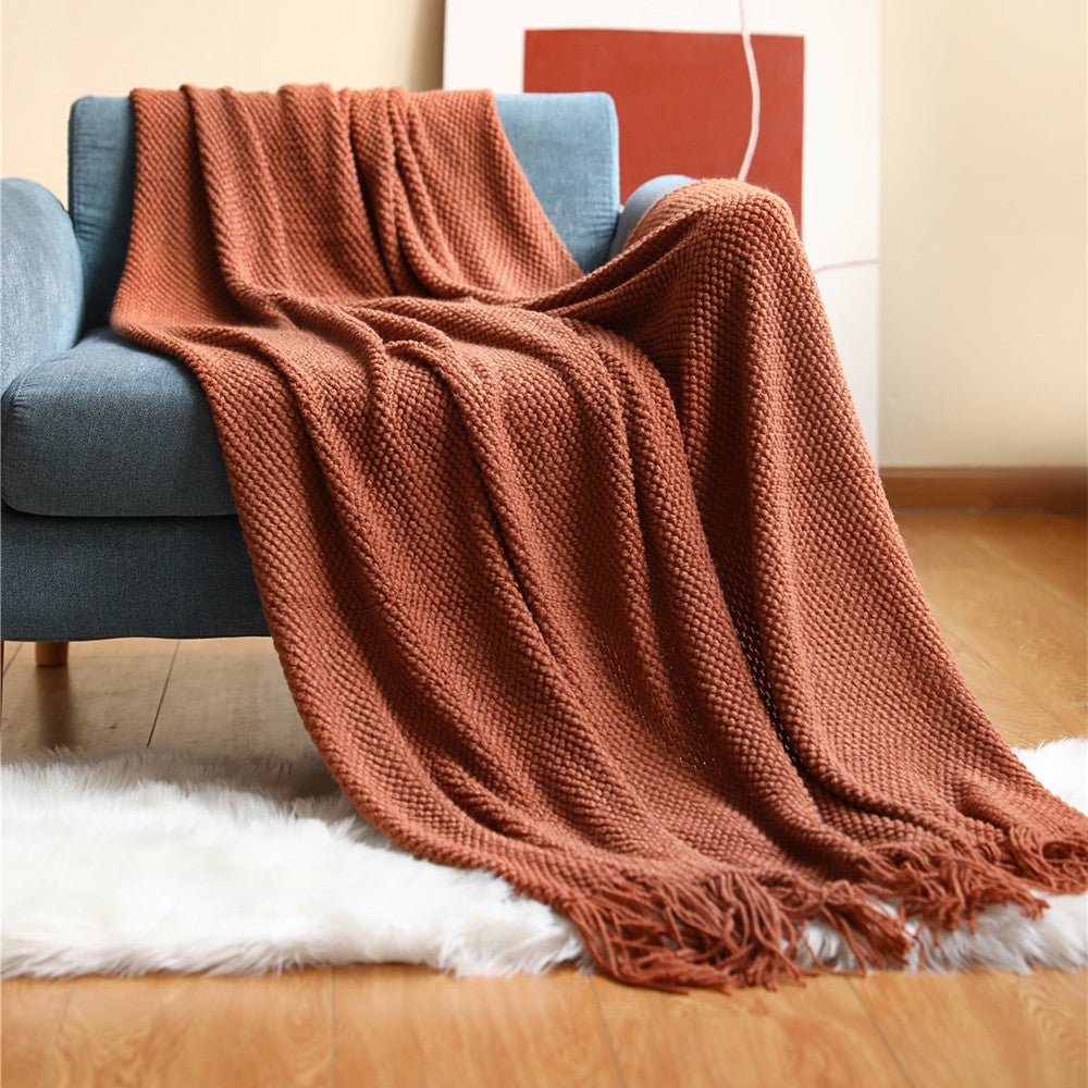 Chunky Knit Nordic Throw Blanket for Living Room and Bedroom