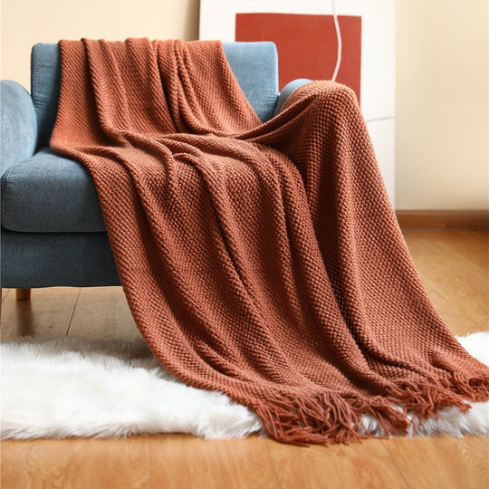 Chunky Knit Nordic Throw Blanket for Living Room and Bedroom