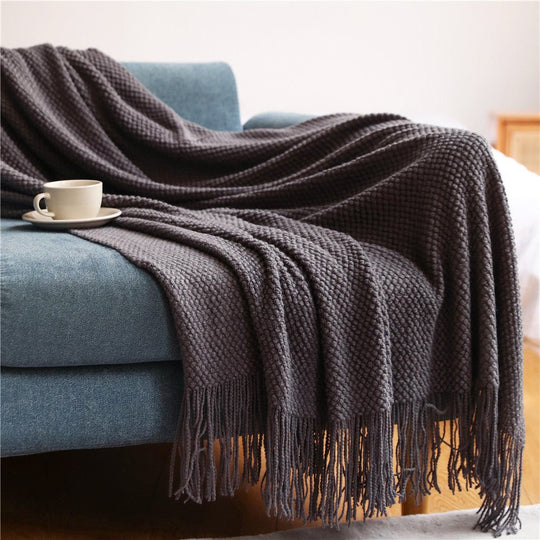 Chunky Knit Nordic Throw Blanket for Living Room and Bedroom