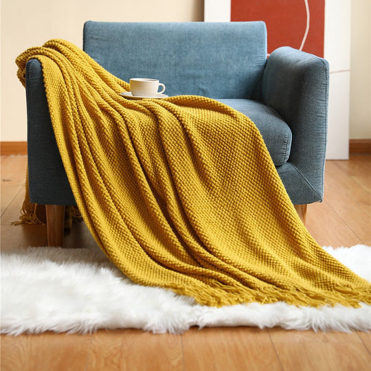Chunky Knit Nordic Throw Blanket for Living Room and Bedroom