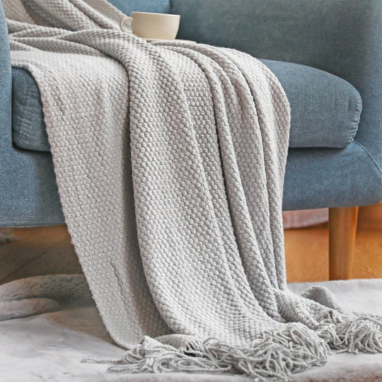 Chunky Knit Nordic Throw Blanket for Living Room and Bedroom