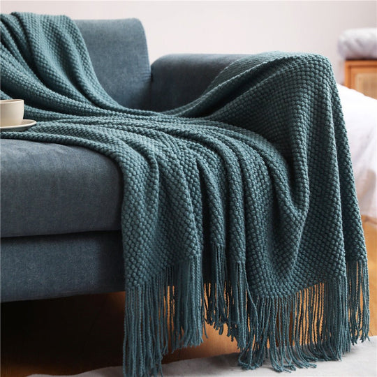 Chunky Knit Nordic Throw Blanket for Living Room and Bedroom