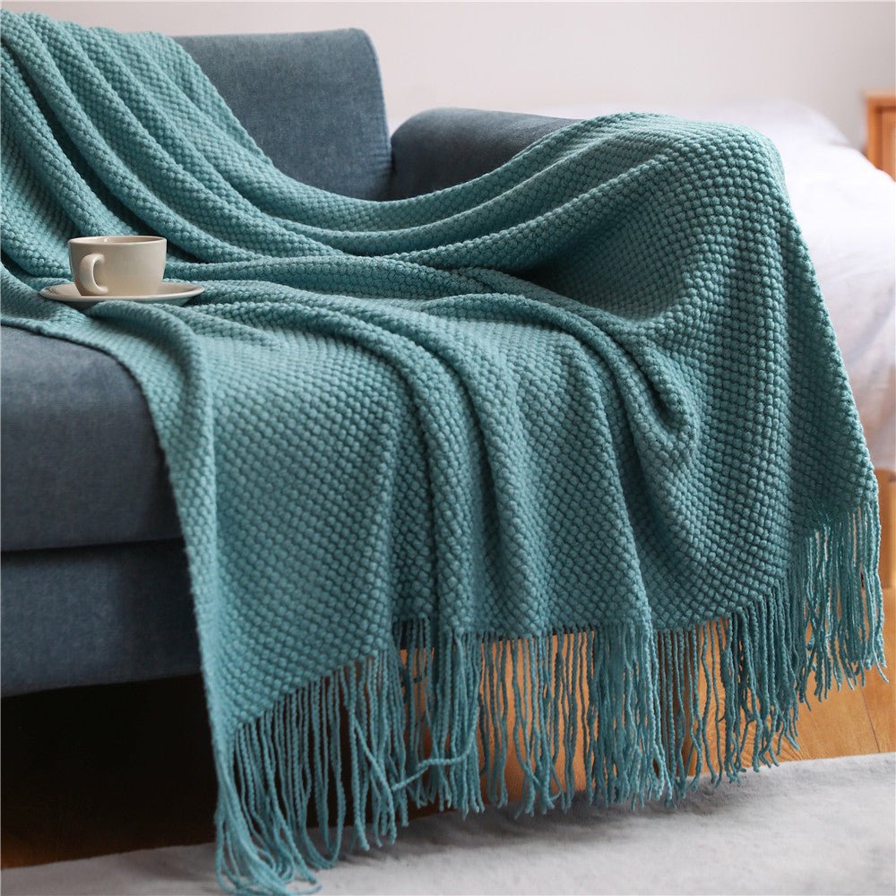 Chunky Knit Nordic Throw Blanket for Living Room and Bedroom