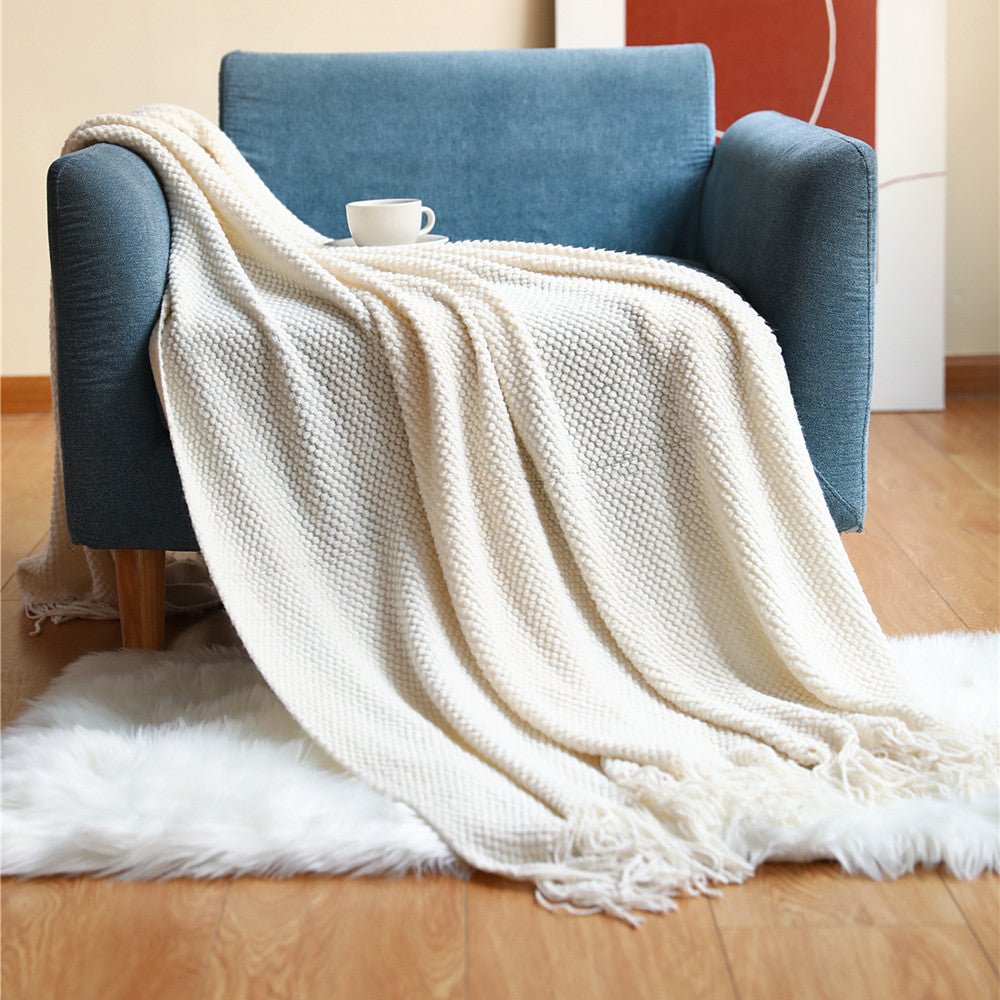 Chunky Knit Nordic Throw Blanket for Living Room and Bedroom
