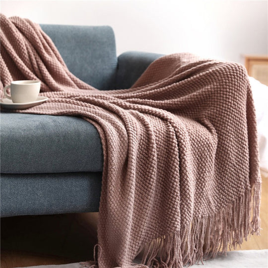 Chunky Knit Nordic Throw Blanket for Living Room and Bedroom