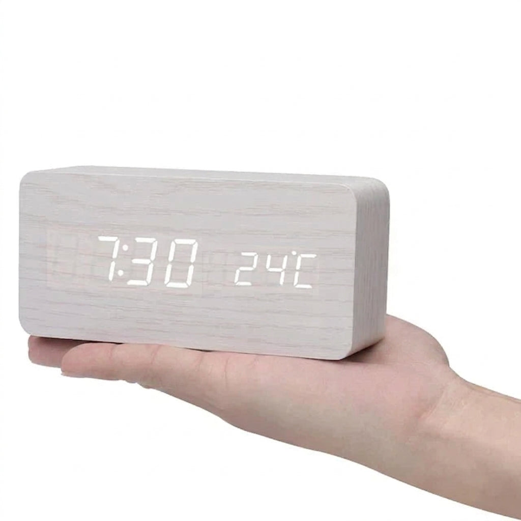 Minimalist Wooden LED Digital Alarm Clock for Bedroom and Desk