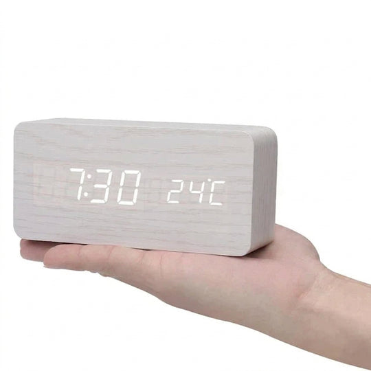 Minimalist Wooden LED Digital Alarm Clock for Bedroom and Desk