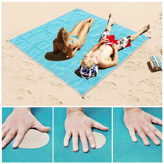 Blue sand-free blanket on the beach