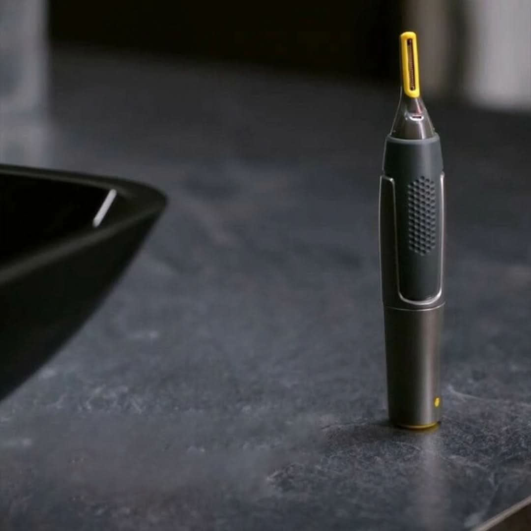 Trimmer standing on bathroom counter