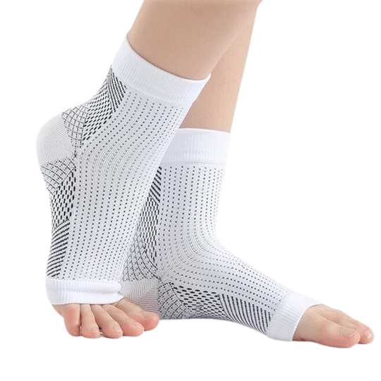 White open-toe compression socks