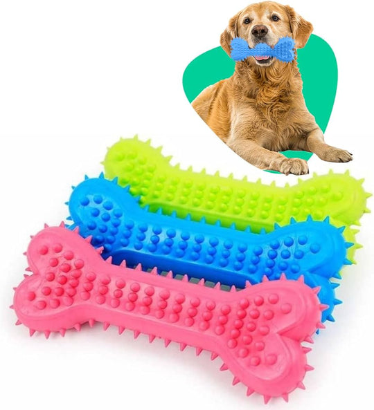 Spiky Rubber Dental Bone Chew Toy for Dogs and Teeth Cleaning