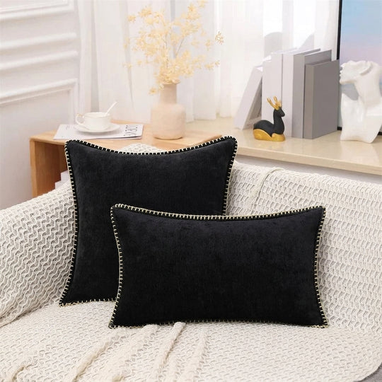 Soft Chenille Velvet Decorative Throw Pillow Cover for Sofa and Bed