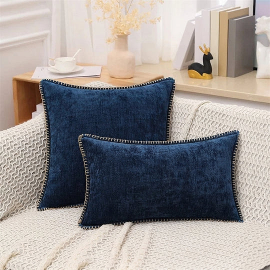 Soft Chenille Velvet Decorative Throw Pillow Cover for Sofa and Bed