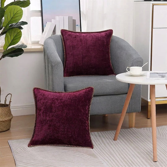Soft Chenille Velvet Decorative Throw Pillow Cover for Sofa and Bed