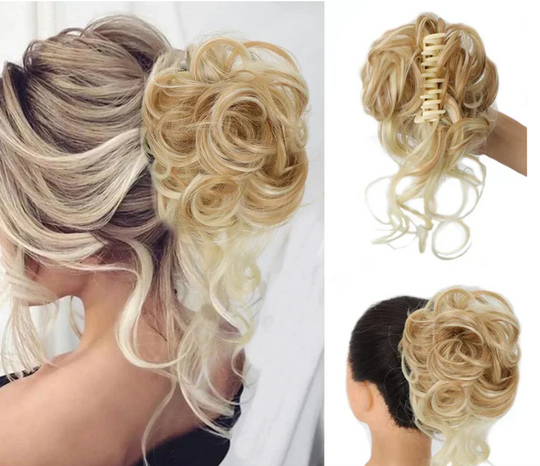 Voluminous Curly Messy Bun Clip-In Hair Piece for Effortless Updos