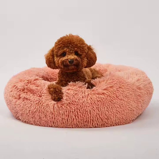 Round Donut Plush Calming Sofa Bed for Cats and Small Dogs
