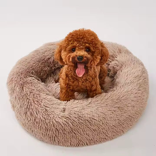 Round Donut Plush Calming Sofa Bed for Cats and Small Dogs