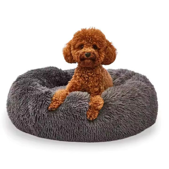 Round Donut Plush Calming Sofa Bed for Cats and Small Dogs
