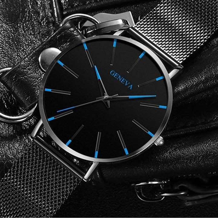 Black watch on leather