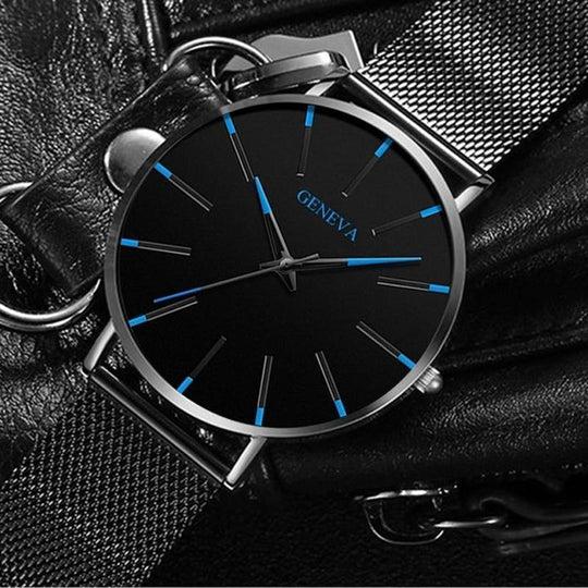 Black watch on leather