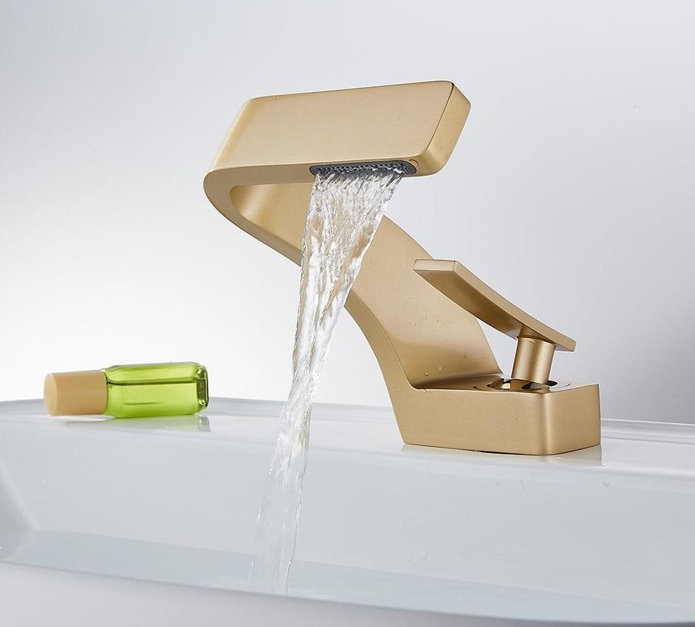 Sleek Curved Waterfall Bathroom Faucet for Modern Vanity Sinks
