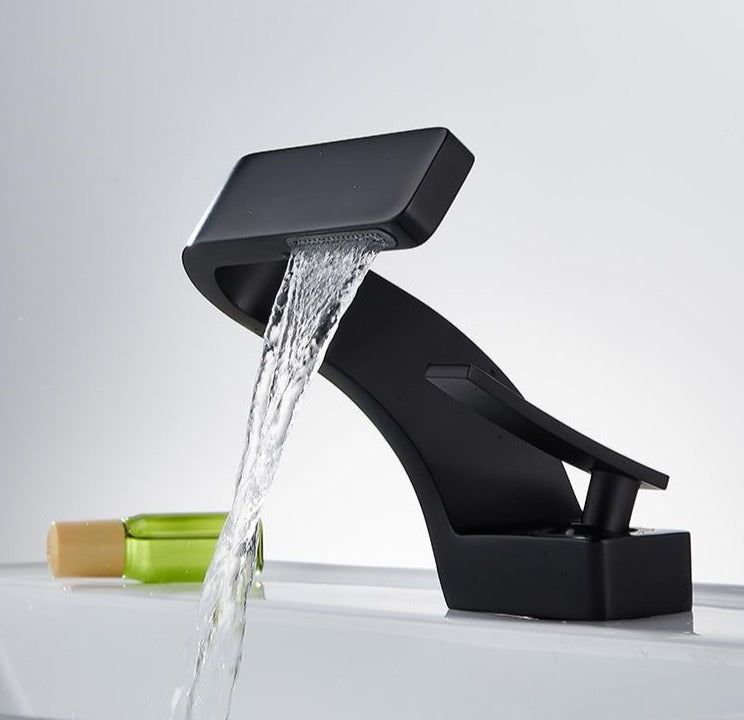 Sleek Curved Waterfall Bathroom Faucet for Modern Vanity Sinks