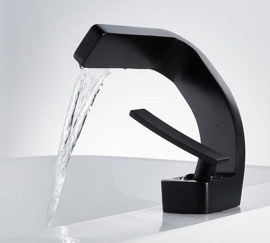 Sleek Curved Waterfall Bathroom Faucet for Modern Vanity Sinks