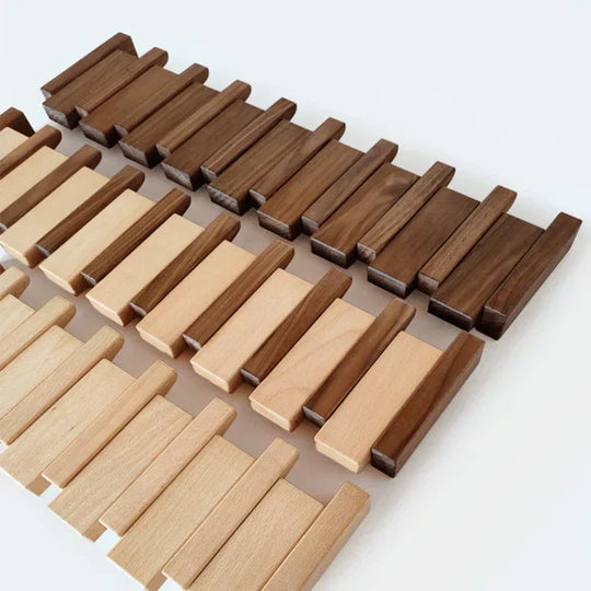 Wooden Wall-Mounted Coat Rack with Folding Piano-Key Hooks