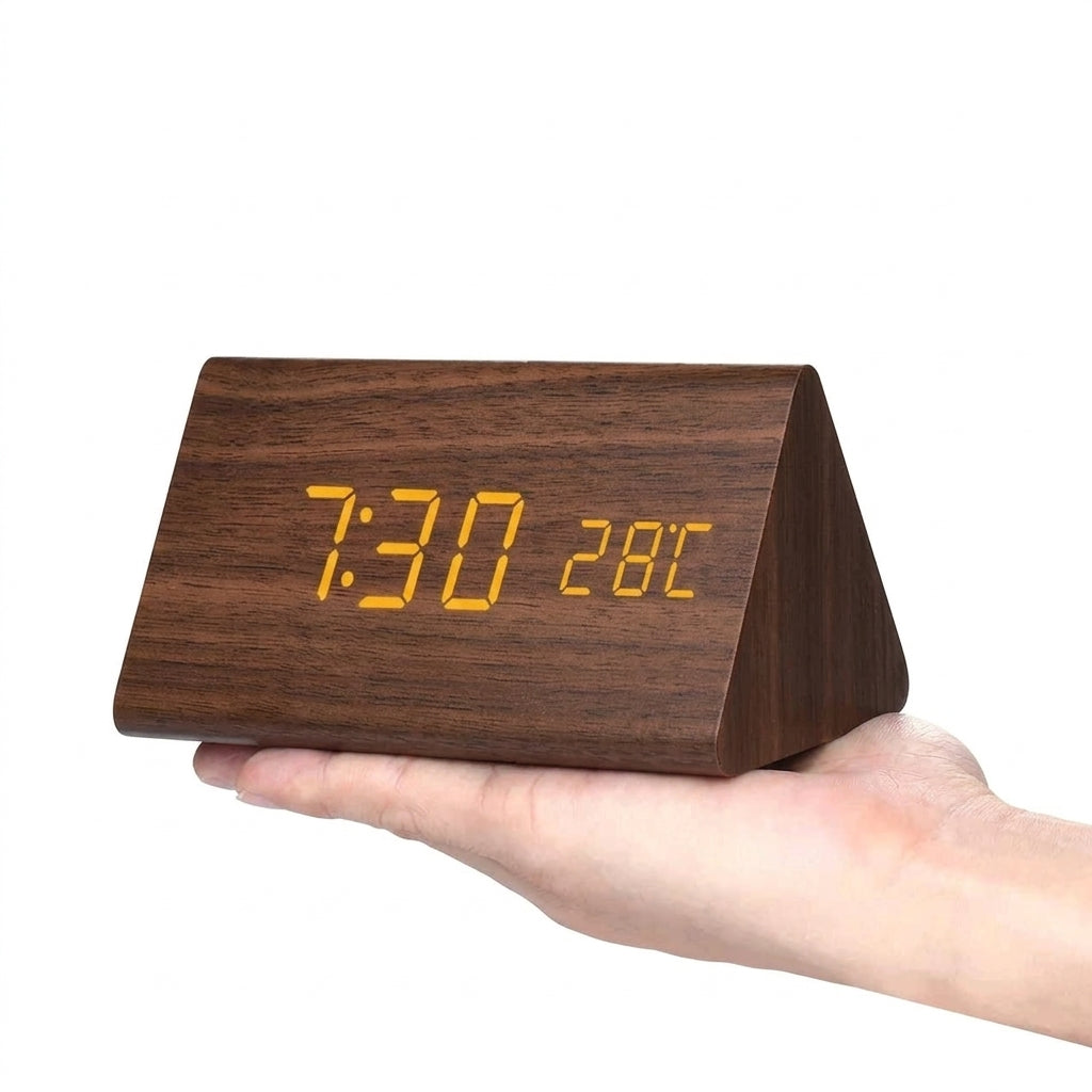 Minimalist Wooden LED Digital Alarm Clock for Bedroom and Desk