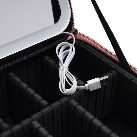 Portable Travel Makeup Case with LED Light and Mirror for Cosmetics