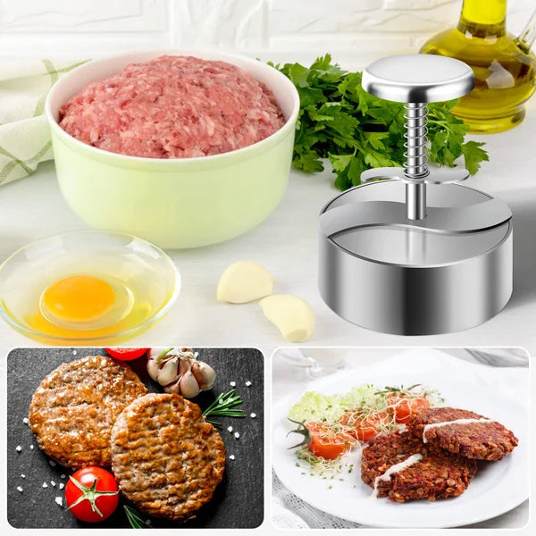 Stainless Steel Manual Burger Press for Perfect Hamburger Patties in the Kitchen