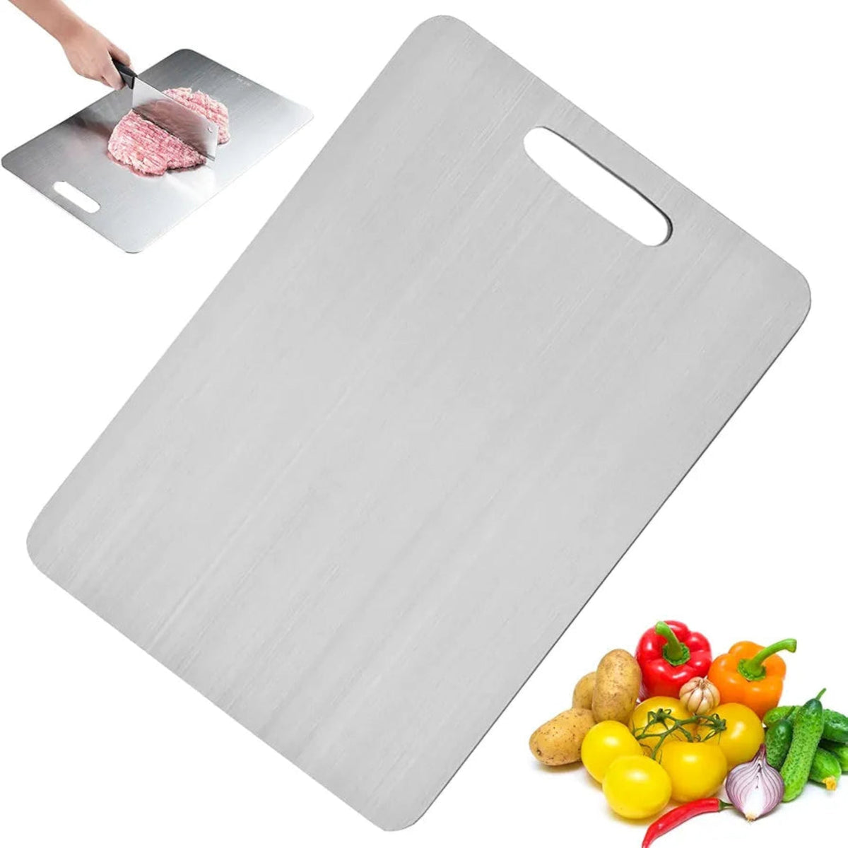 Heavy-Duty Stainless Steel Cutting Board for Kitchen Food Preparation