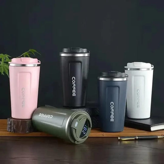 Stainless steel temperature mugs in five colours