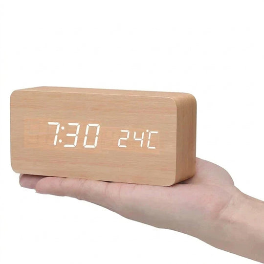 Minimalist Wooden LED Digital Alarm Clock for Bedroom and Desk