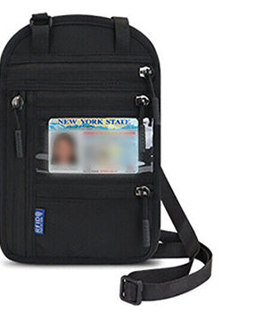 Black RFID neck wallet
