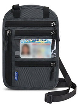 Dark grey RFID neck wallet