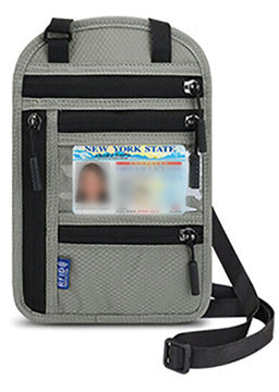 Light grey RFID neck wallet