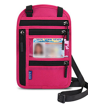 Rose red RFID neck wallet