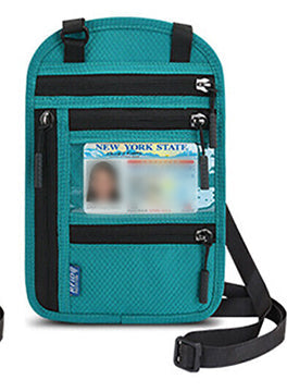 Blue RFID neck wallet