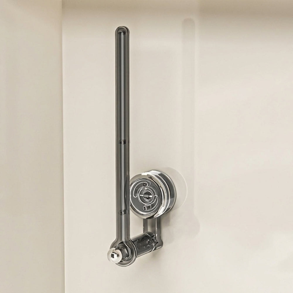 Gray suction cup paper towel holder on wall