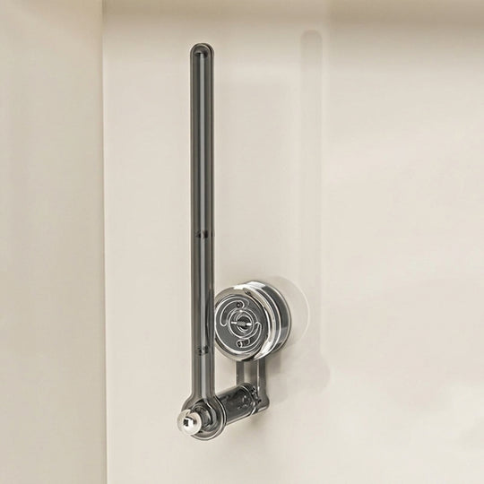 Gray suction cup paper towel holder on wall