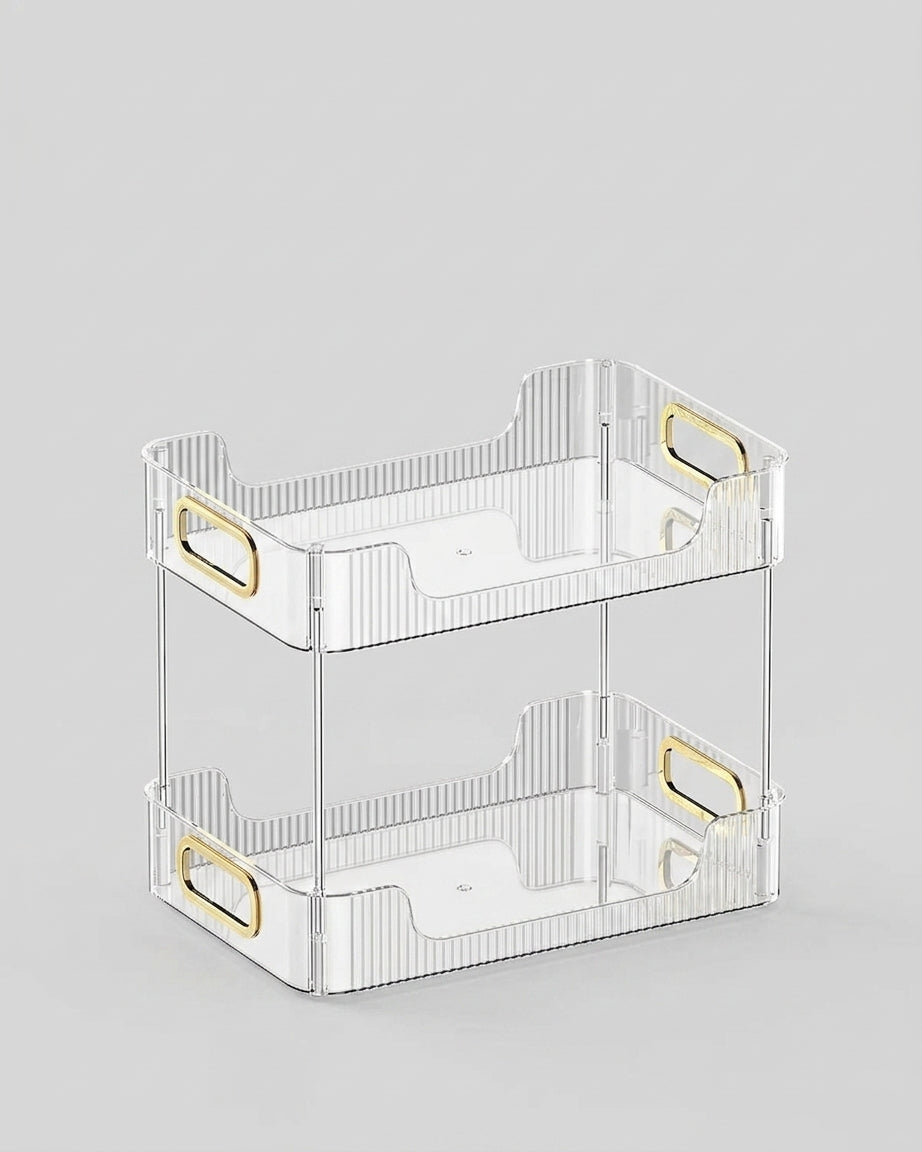 Clear two-tier acrylic countertop organizer