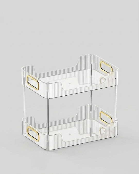 Clear two-tier acrylic countertop organizer