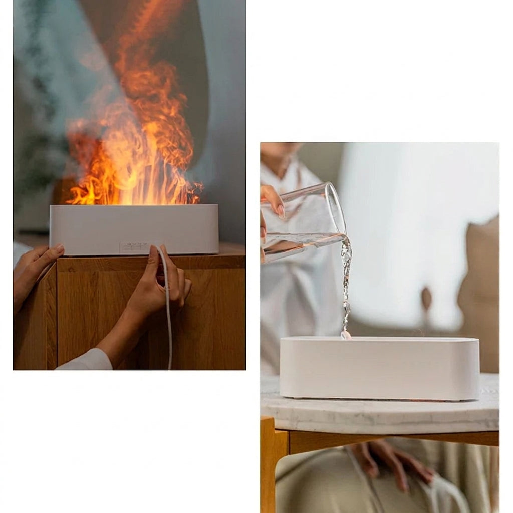 Flame diffuser in a cozy home setting