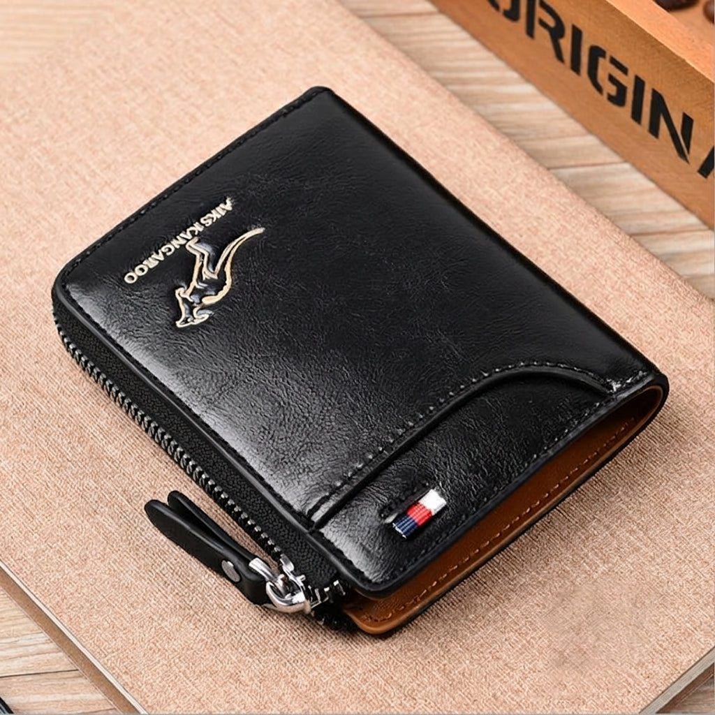 Black leather RFID wallet