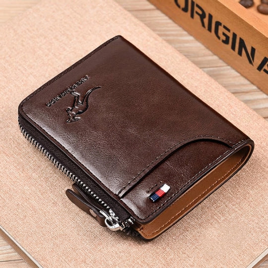 Brown leather RFID wallet
